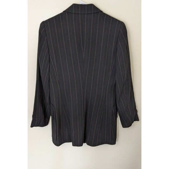 Escada Blazer Black Pinstripe Wool 2 Button Lined Business Office Size 36 - Picture 2 of 9